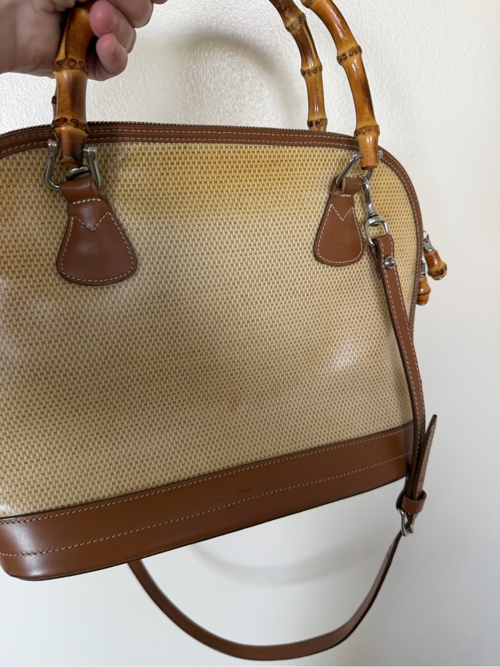 DOONEY & BOURKE Vintage Handbag Shoulder bag with Bamboo Handles - Picture 7 of 14